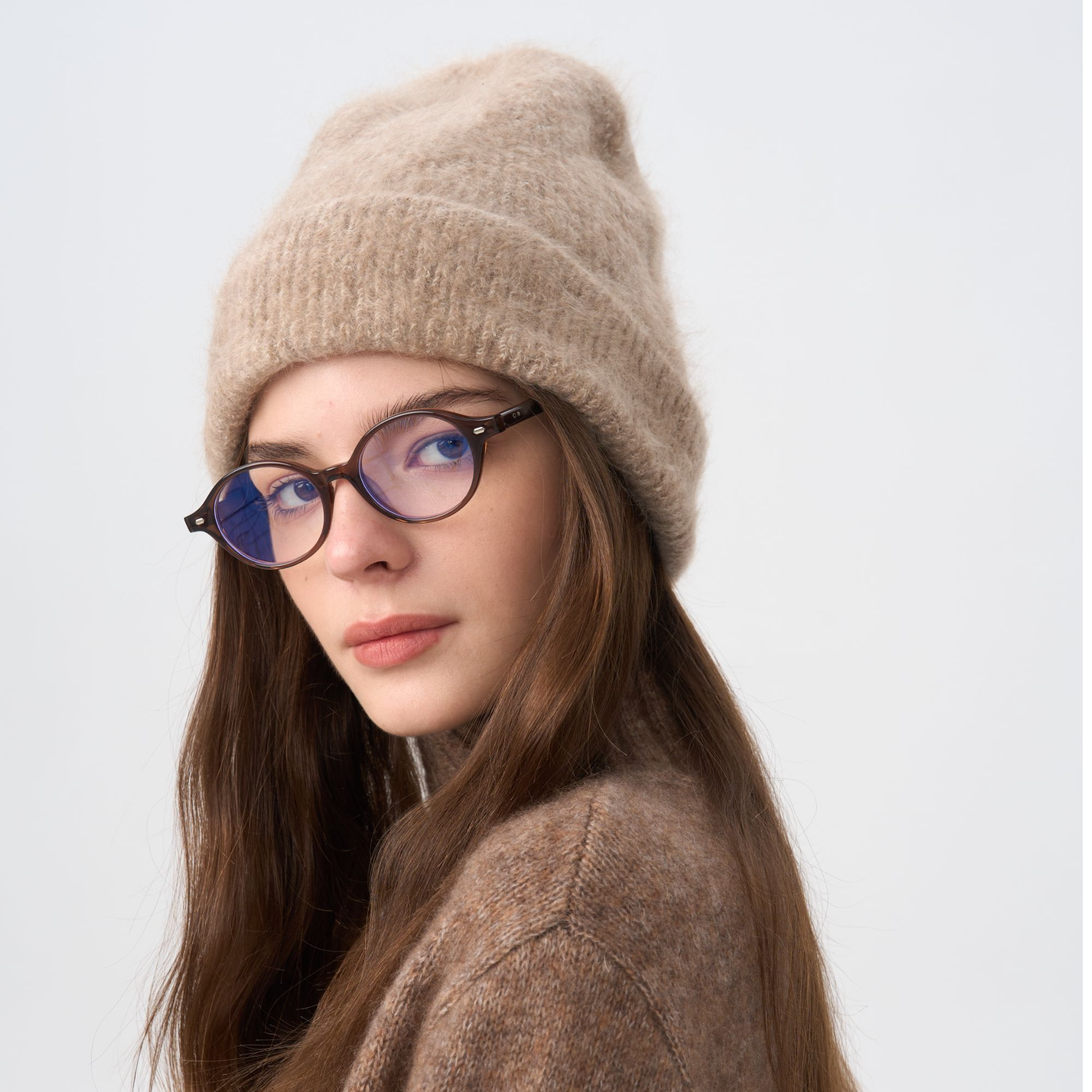 HIO Felicity 气质百搭加厚山羊绒拉毛针织毛绒帽子ZZ36069