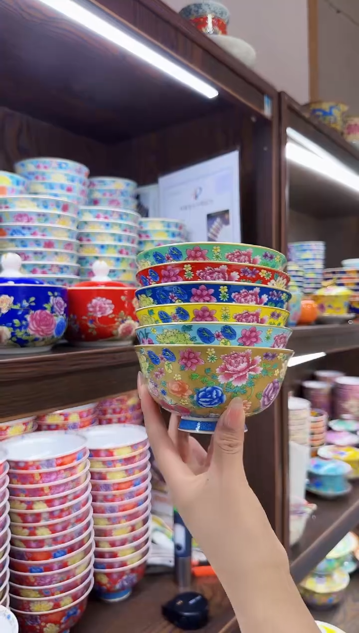 珐琅4.5英寸饭碗6个景德镇餐具