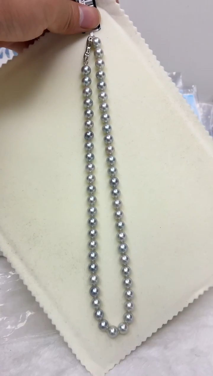 未镶嵌DA海水珍珠灰珠串链7-8 xt146