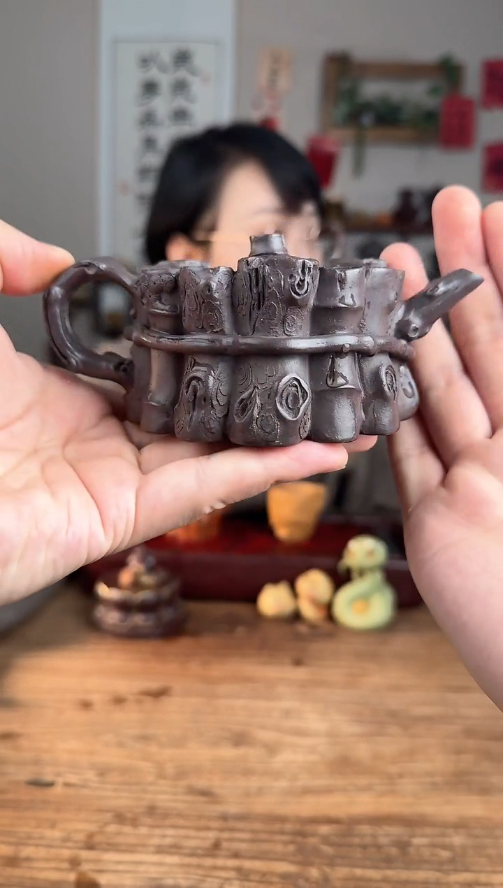 【闪购商品】紫砂茶壶束柴壶 黑紫泥