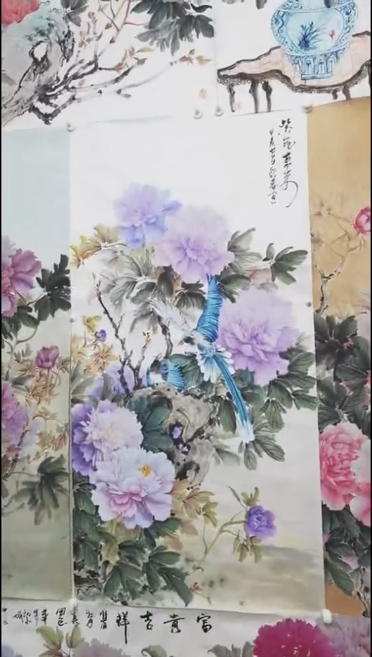国画四尺整张牡丹作品