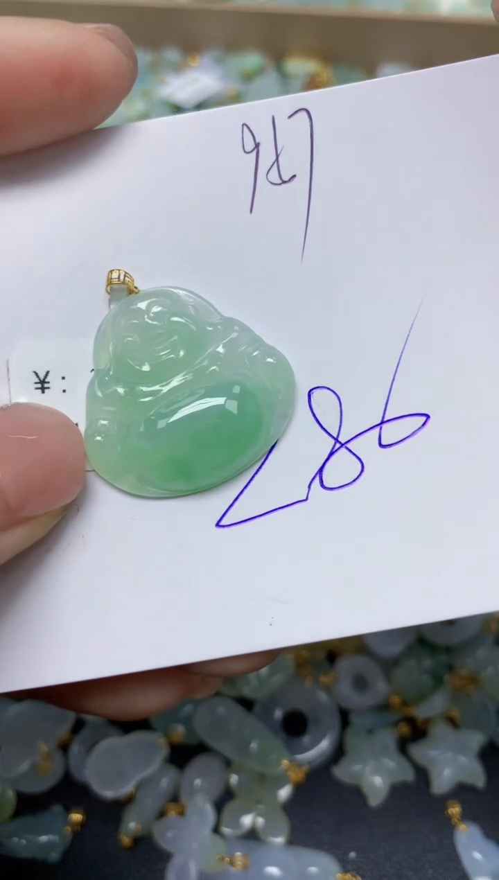 【闪购商品】翡翠挂件18K金镶嵌 天然翡翠A货