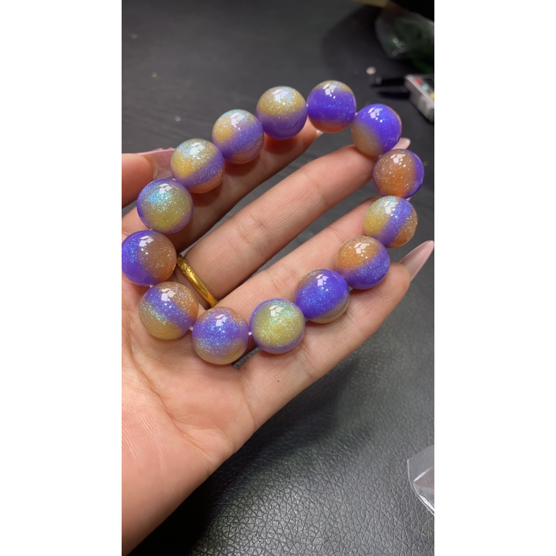 B  928 卡16半盆闪灵紫黄美人手串