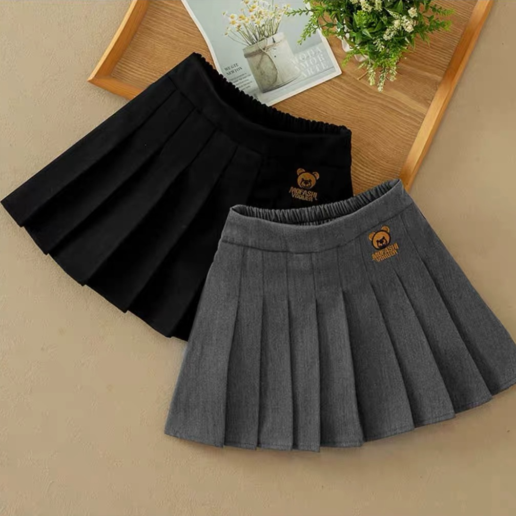 女童百褶裙春秋款西服面料半身裙2025新款女童中大童学院风显瘦