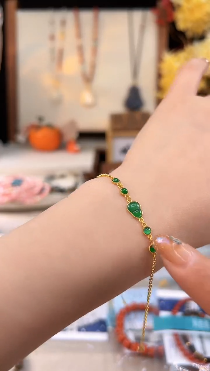 【闪购商品】翡翠手饰18K金镶嵌@@A5921H013265