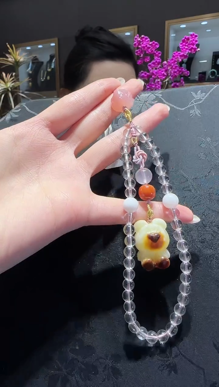 【闪购商品】黄晶手机链未镶嵌水晶手机链