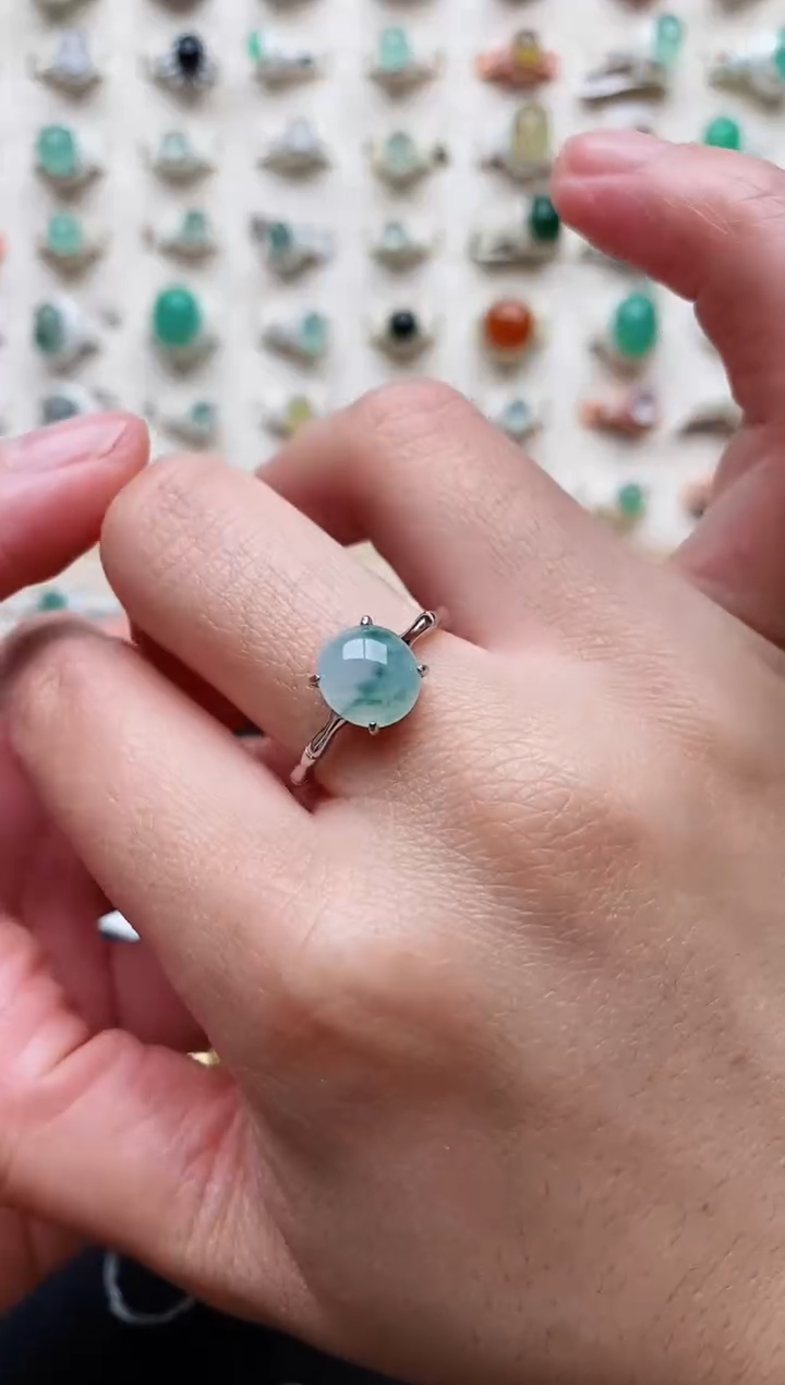 【闪购商品】翡翠戒指银S925镶嵌天然翡翠 222  3+