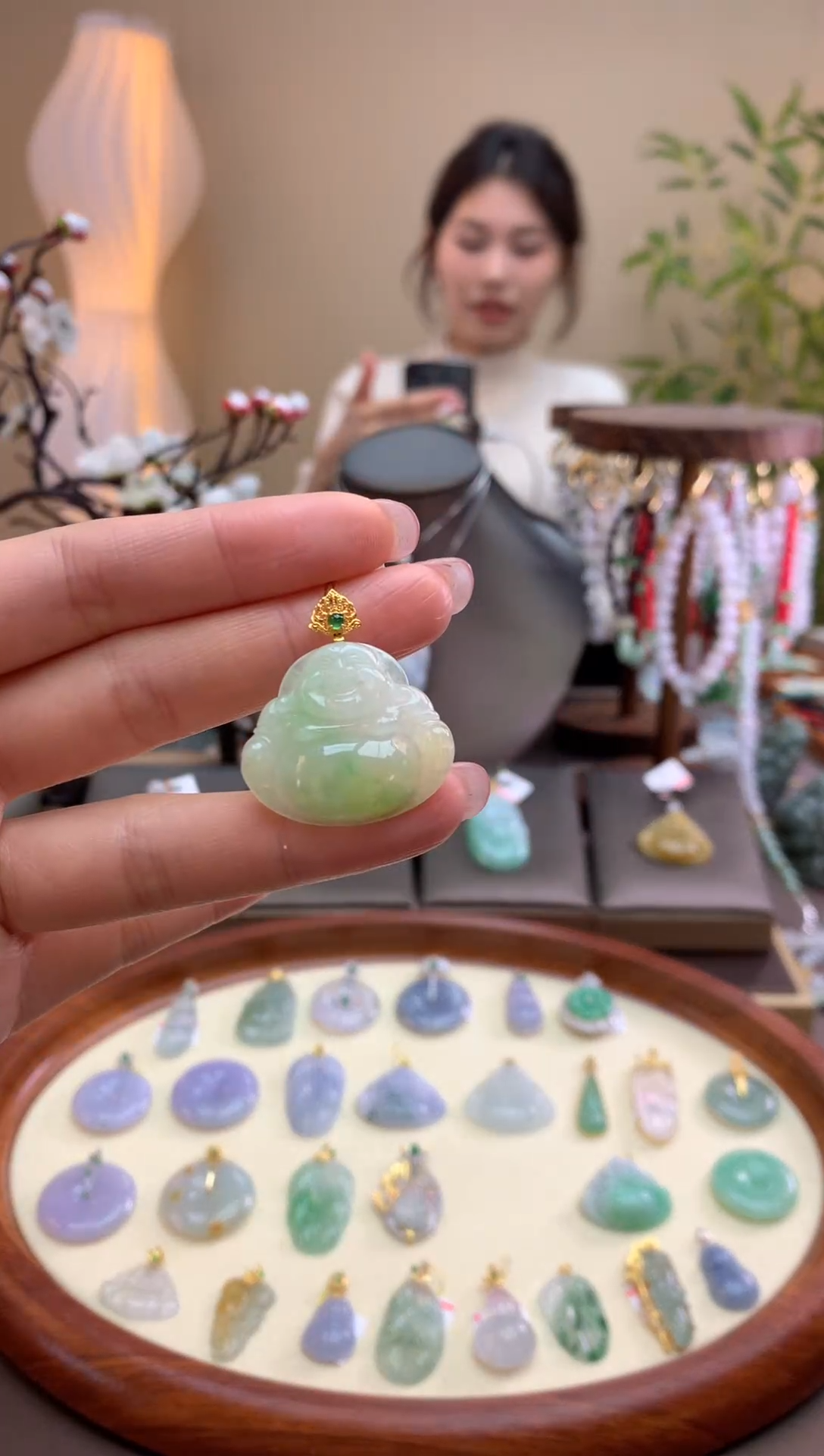 【闪购商品】翡翠颈饰18K金镶嵌佛公