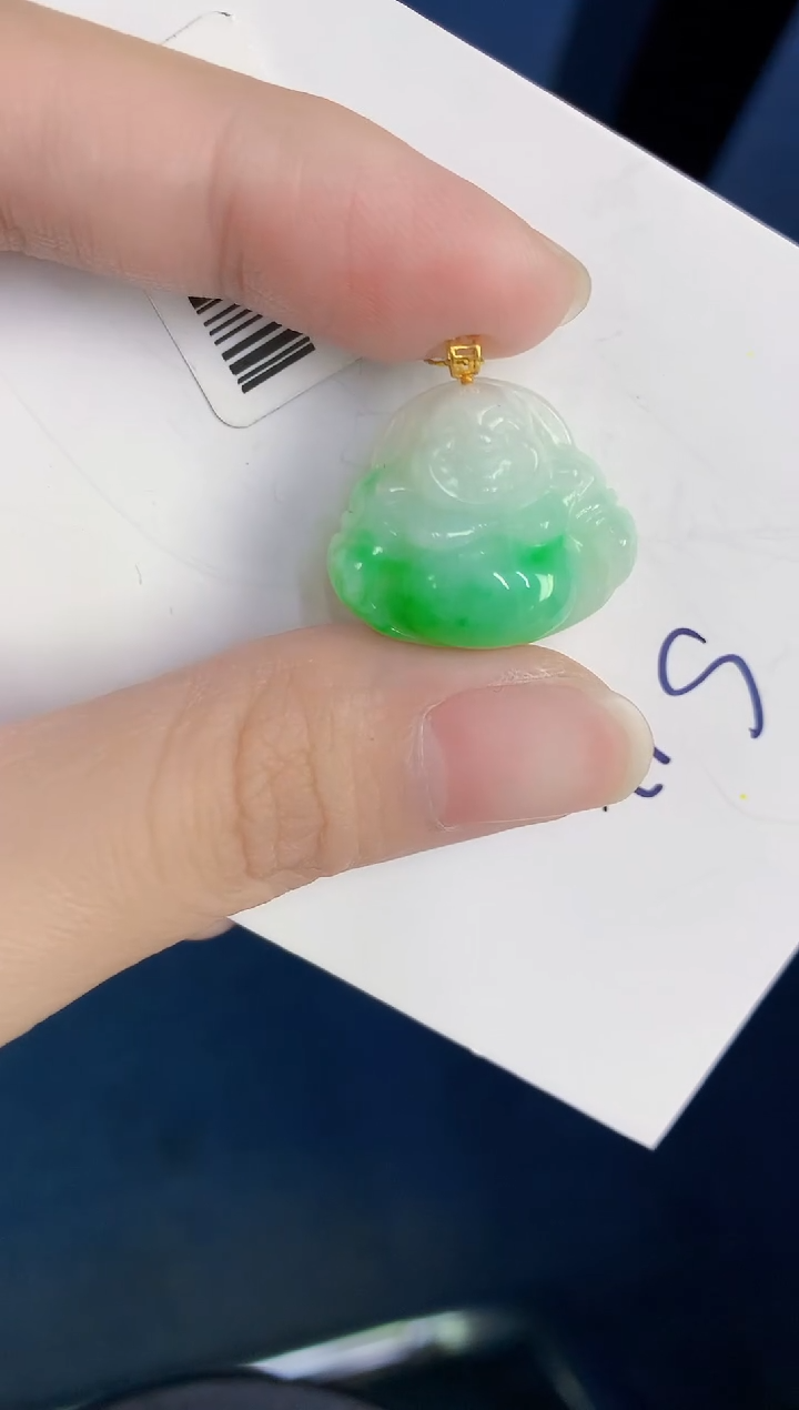 颈饰18K金镶嵌翡翠天然翡翠缅甸A货