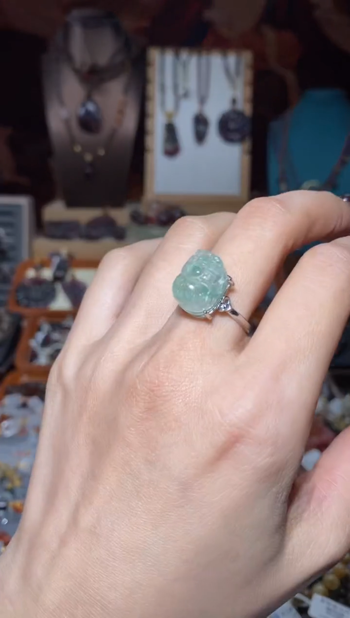 【闪购商品】水晶戒指未镶嵌翠幽灵貔貅多样性发其1