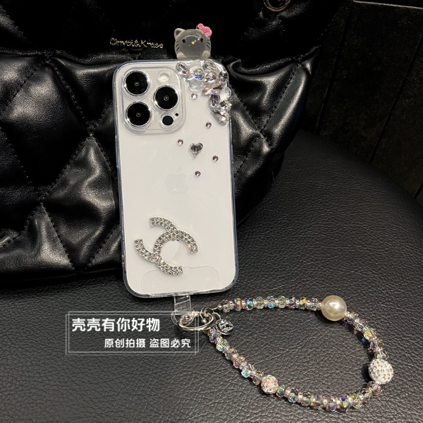 适用苹果华为荣耀oppo/vivo小米手机壳透明轻奢水钻软壳防摔手链