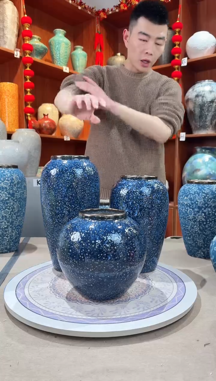 【闪购商品】瓶陶瓷花瓶 无花 紫水晶三件套