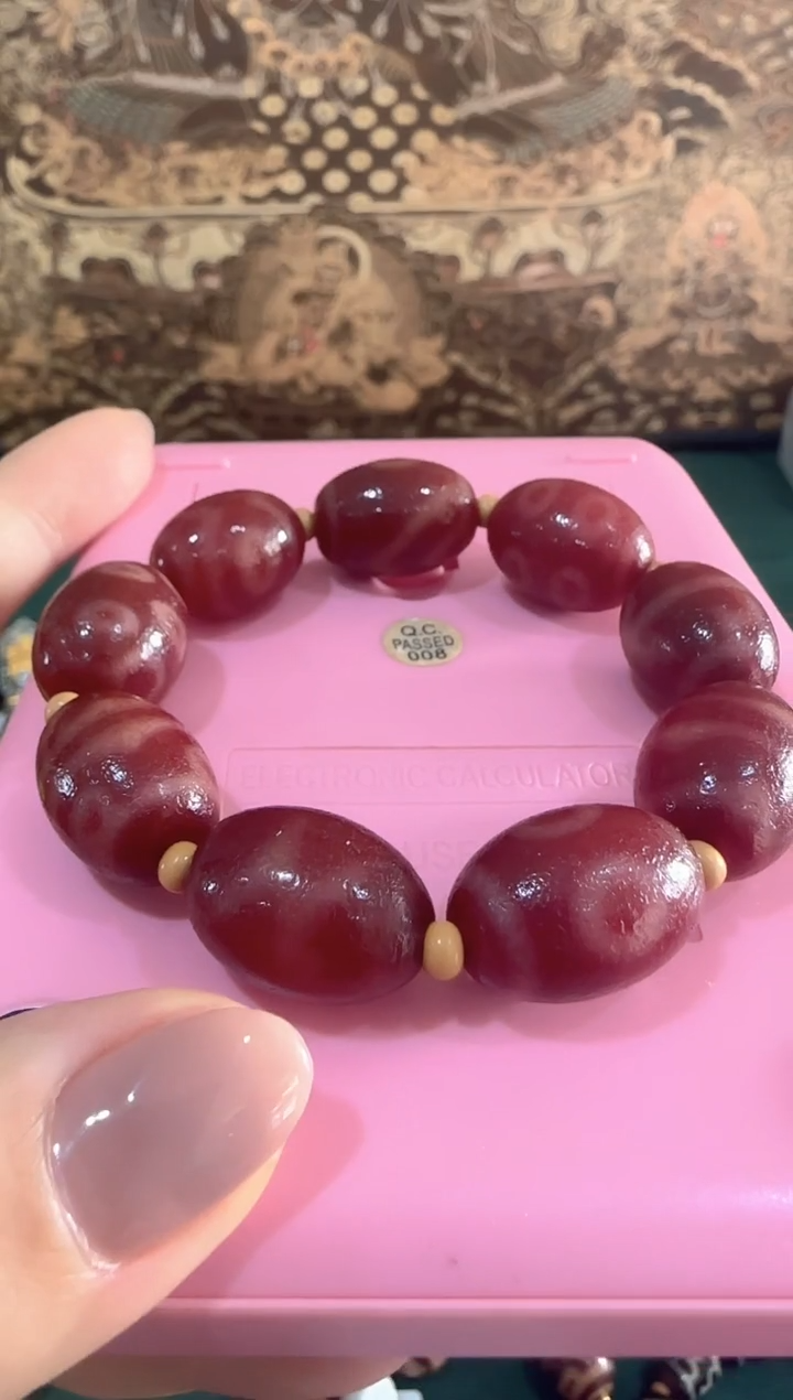 【闪购商品】玛瑙/玉髓手串未镶嵌红肉达洛手串9颗多样性发一