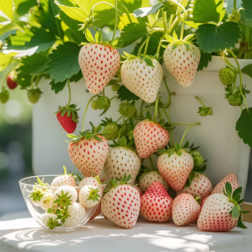 白草莓白雪公主天使原盆原土种植四季盆栽阳台庭院草莓苗盆栽