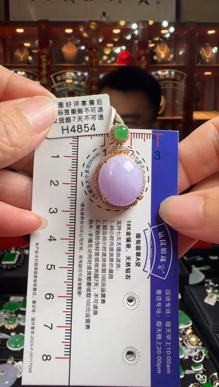 【闪购商品】翡翠颈饰18K金镶嵌H4854紫蛋面吊坠