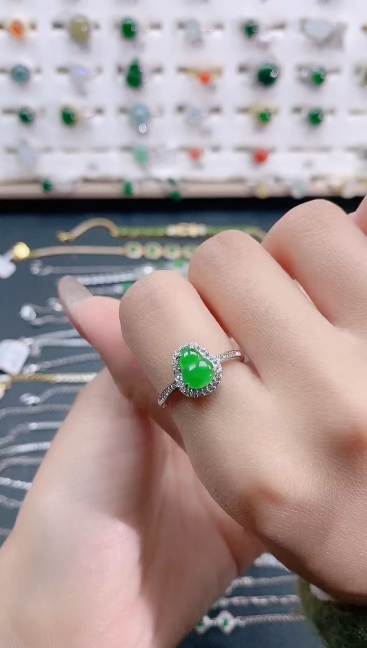 【闪购商品】翡翠银S925镶嵌戒指天然翡翠