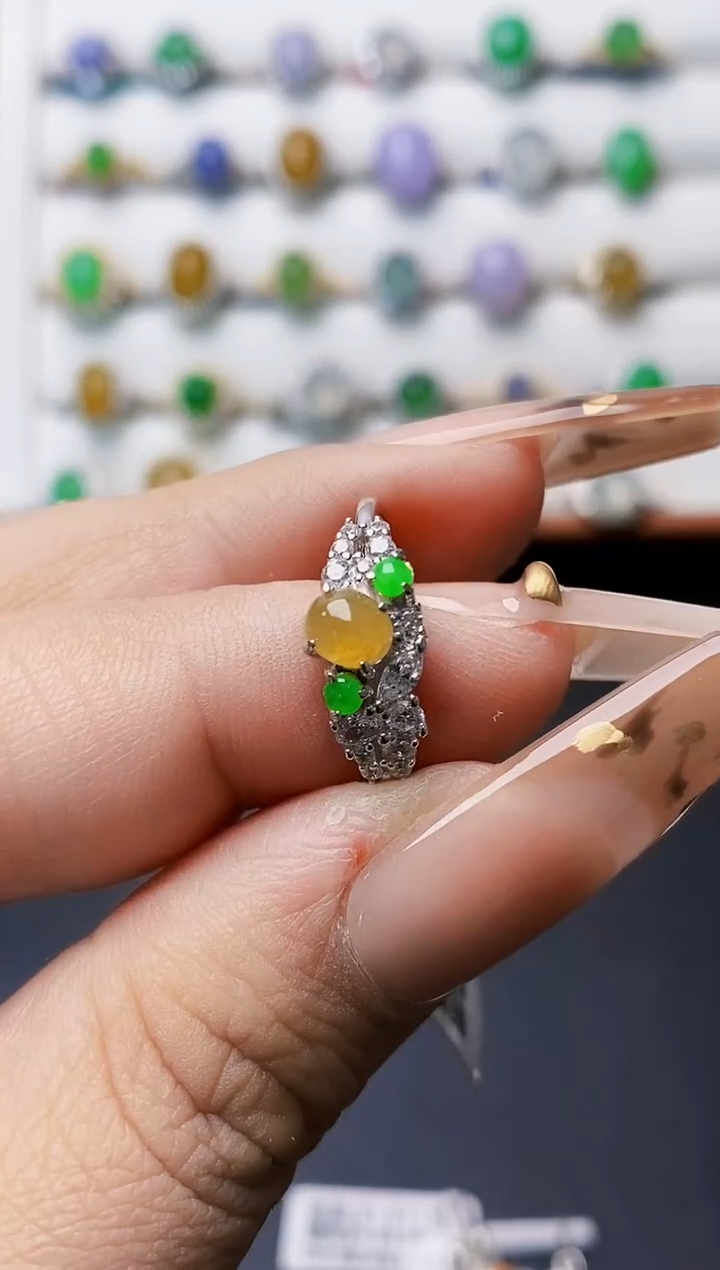 银S925镶嵌戒指翡翠0397