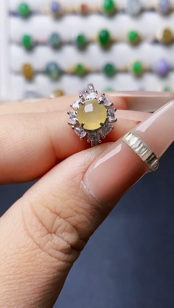 银S925镶嵌戒指翡翠1277