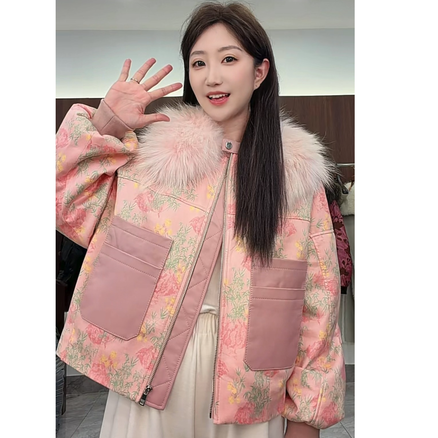 {潮野-Cyer}2025新款毛毛一体上新网红千金风美洲貉毛毛外套GG-76