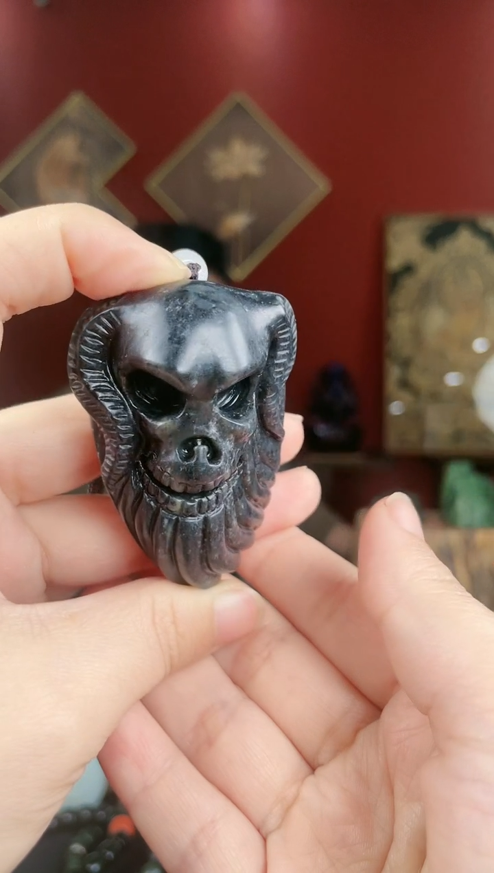 【闪购商品】和田玉把件未镶嵌青花骷髅