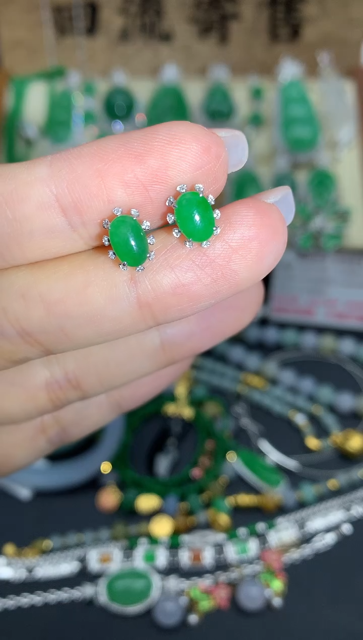 【闪购商品】翡翠耳饰18K金镶嵌307-中国好珍宝