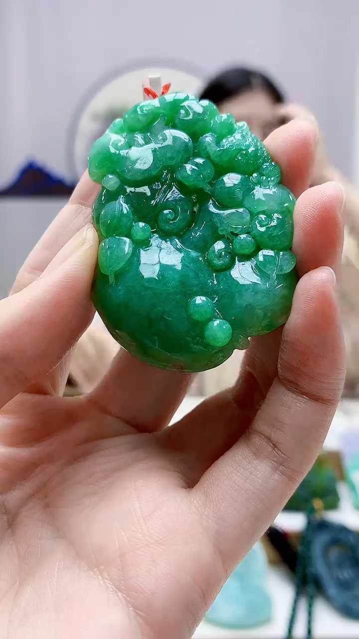 未镶嵌定制翡翠4812zm-毛货挂件55如意