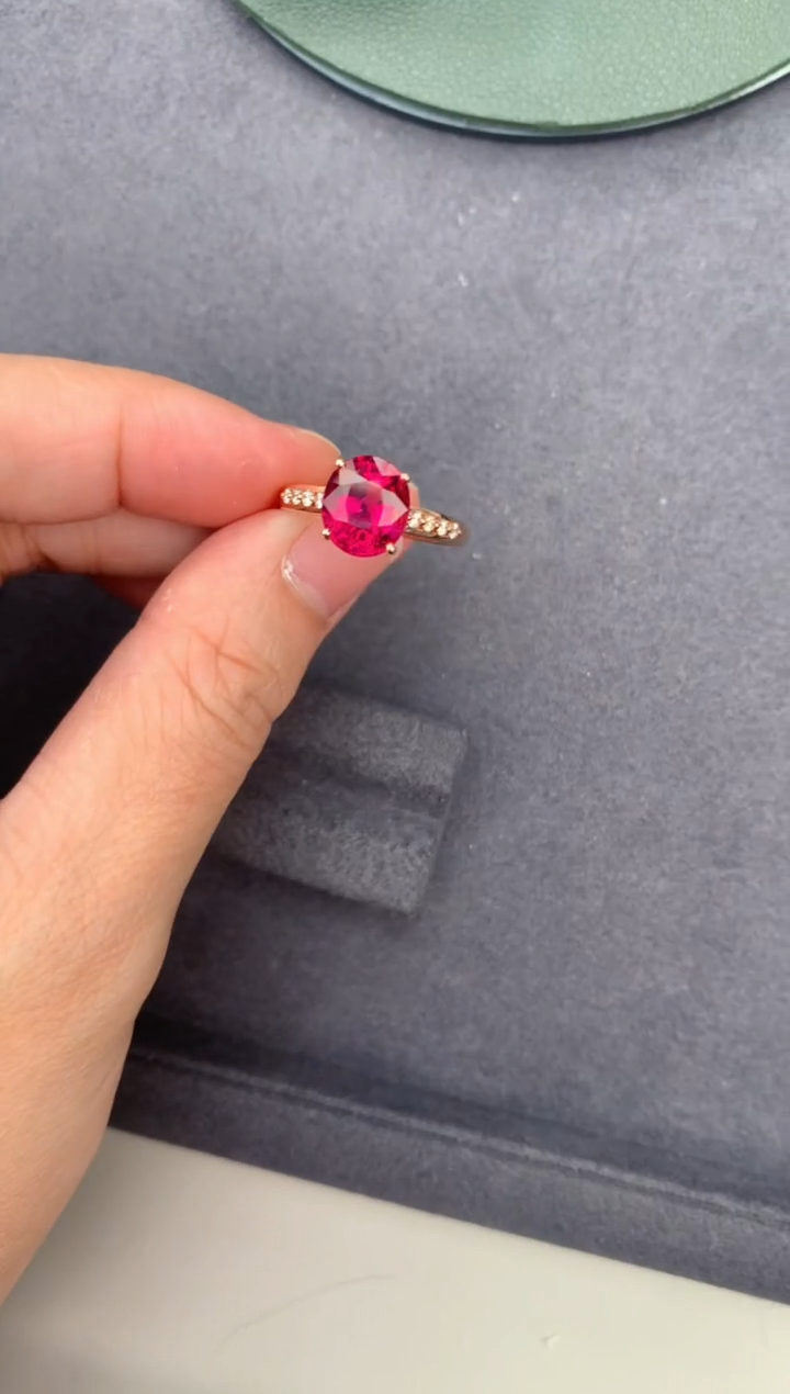 【闪购商品】碧玺戒指18K金镶嵌3ct卢比莱戒指