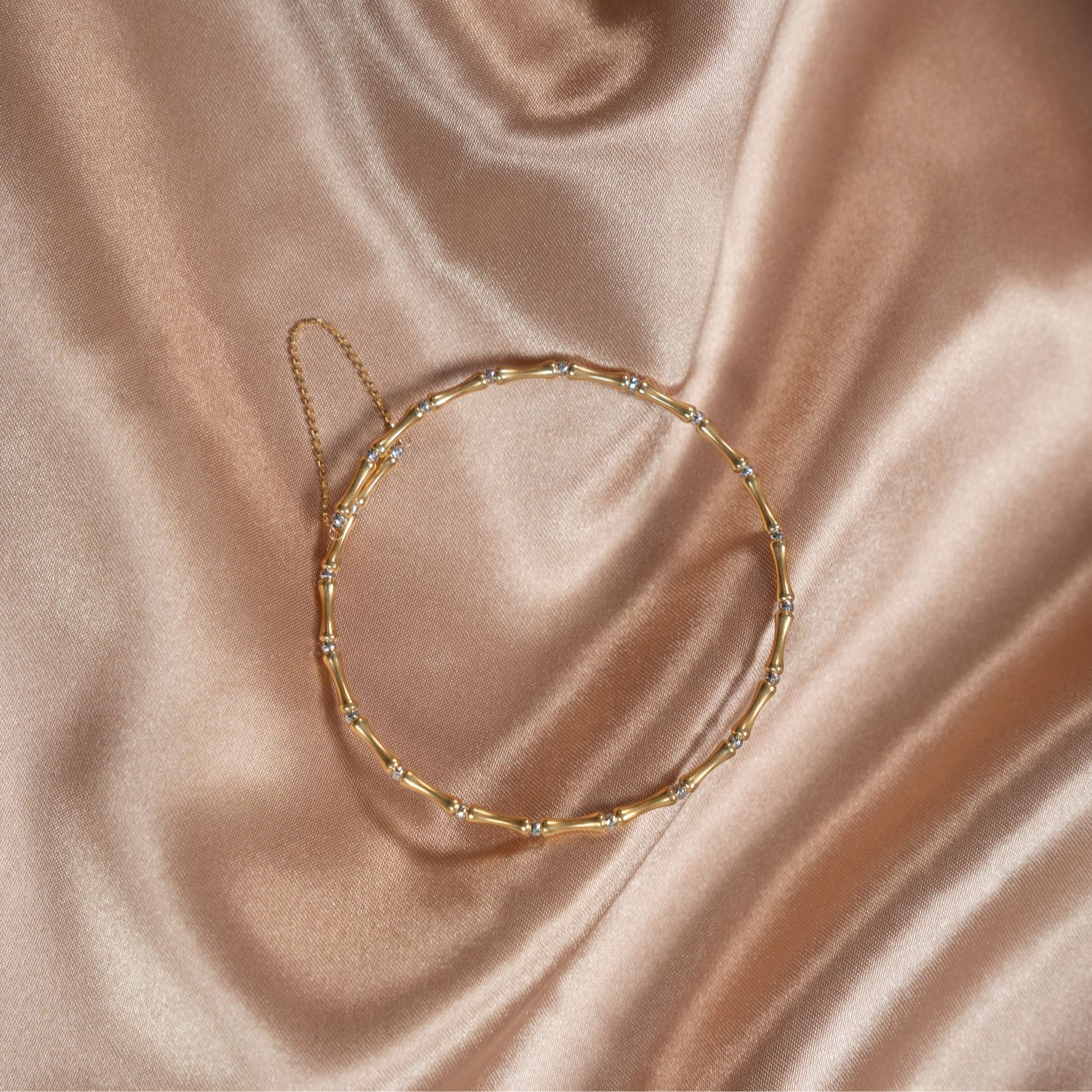 弹力竹节18K金镶嵌轻奢手镯手串气质时尚