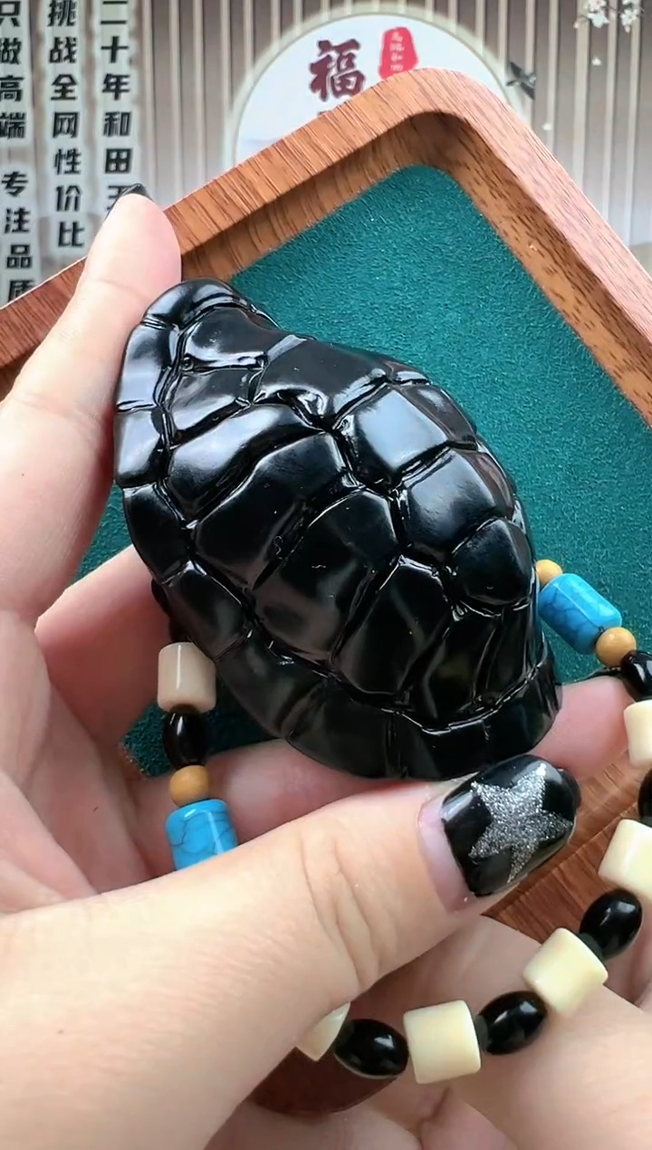 【闪购商品】和田玉把件未镶嵌新疆和田玉墨玉富甲天下手把件