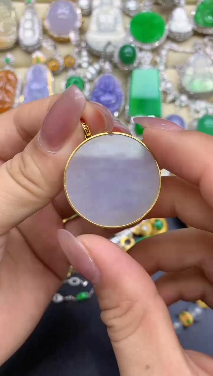 颈饰18K金镶嵌翡翠84-中国好珍宝