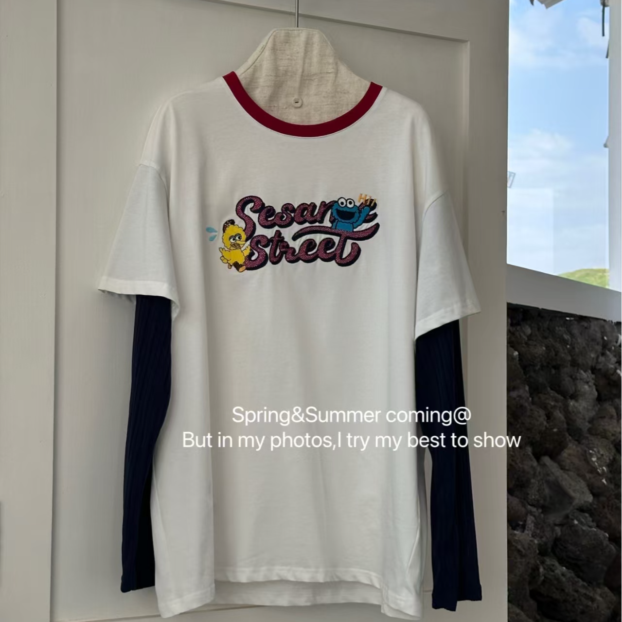 BLX--1248（深圳南油出品）新款小众设计款拼接撞色上衣