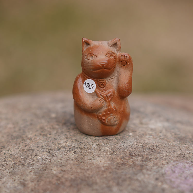 伊禾集物 日本手工匠人竹崎洋子作品 茶宠 小摆件 招财猫 1807#