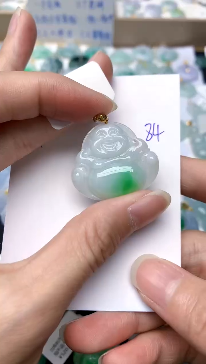 【闪购商品】翡翠颈饰18K金镶嵌84天然A货翡翠