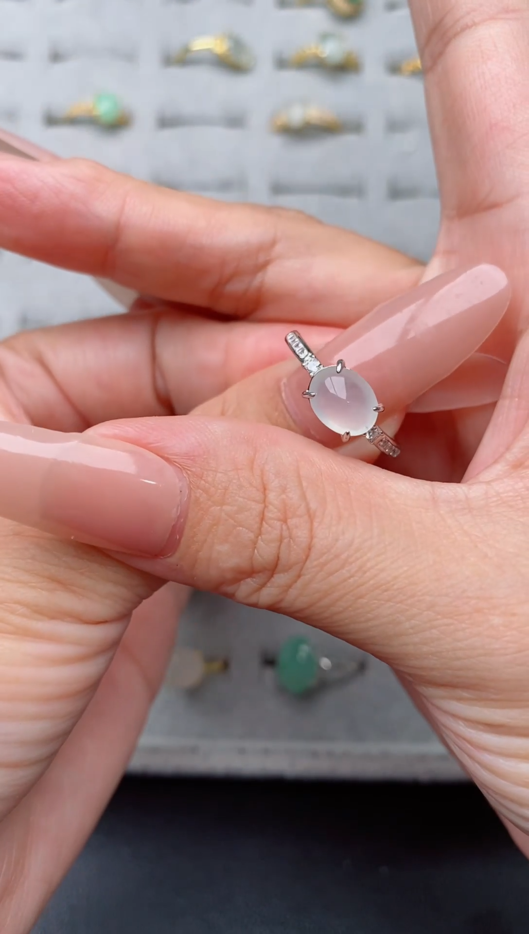 银S925镶嵌戒指翡翠天然翡翠A货111   1-