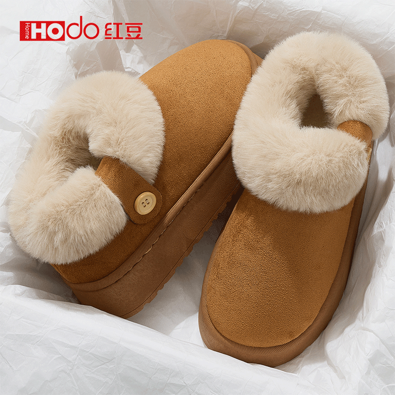 红豆高帮棉拖鞋女士冬季2026新款室内家居厚底包跟宝宝亲子棉拖女