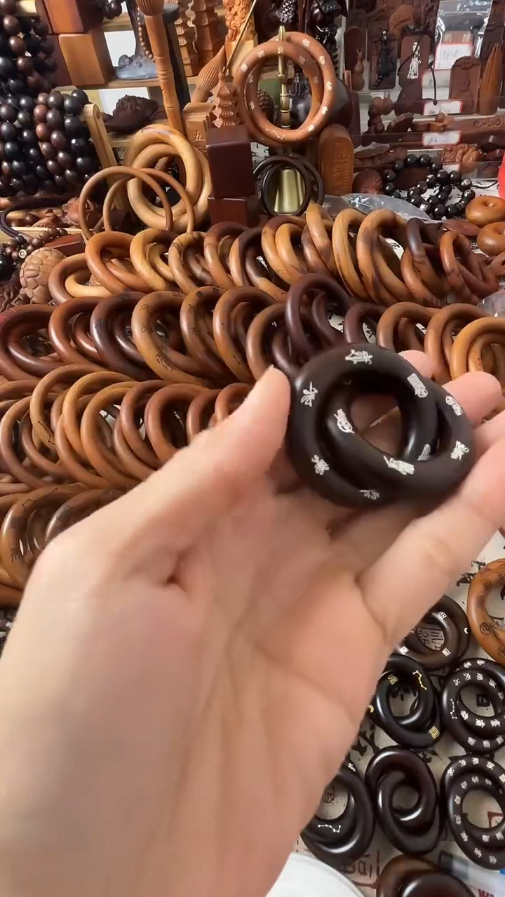 枣木乾坤圈枣木玉化25圈口双面银一物一拍