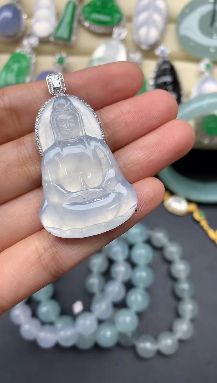 颈饰18K金镶嵌翡翠389-中国好珍宝