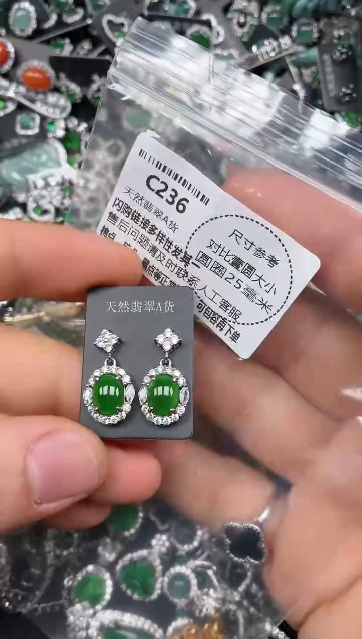 颈饰未镶嵌翡翠C236耳钉