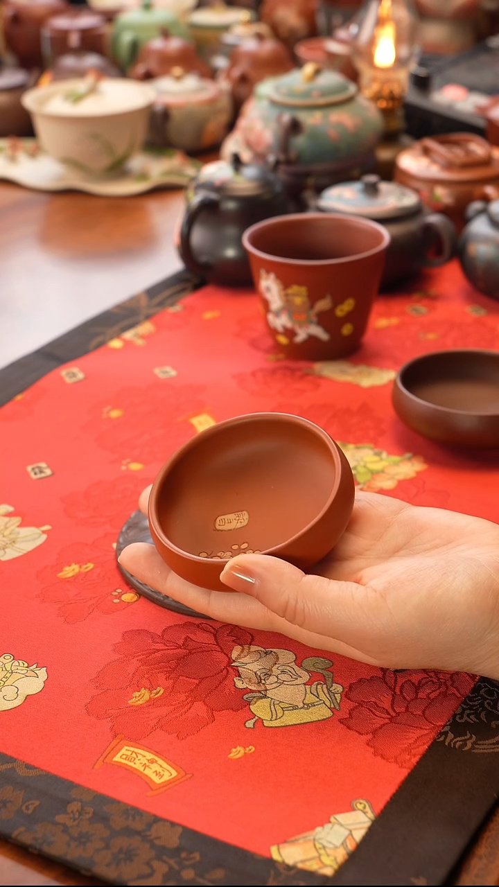 茶壶紫砂朱泥梅花普洱杯