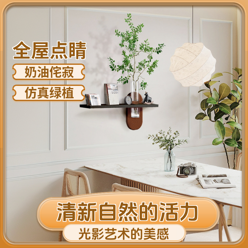 DIY餐厅水培绿植装饰画奶油风客厅立体可置物壁画砂岩壁灯墙灯