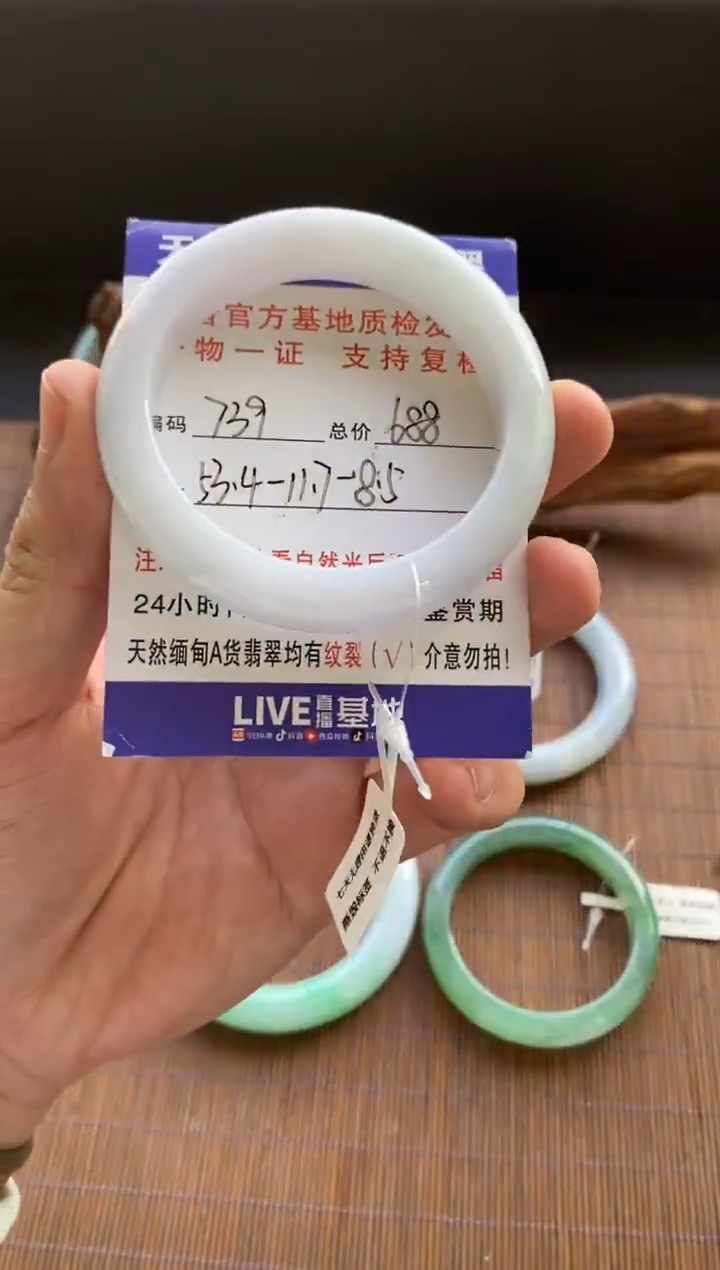 未镶嵌手镯翡翠圈口53.4编号739