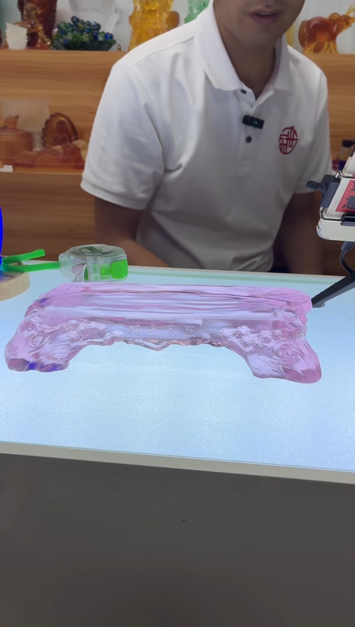 琉璃手工艺品古法琉璃粉色干泡台