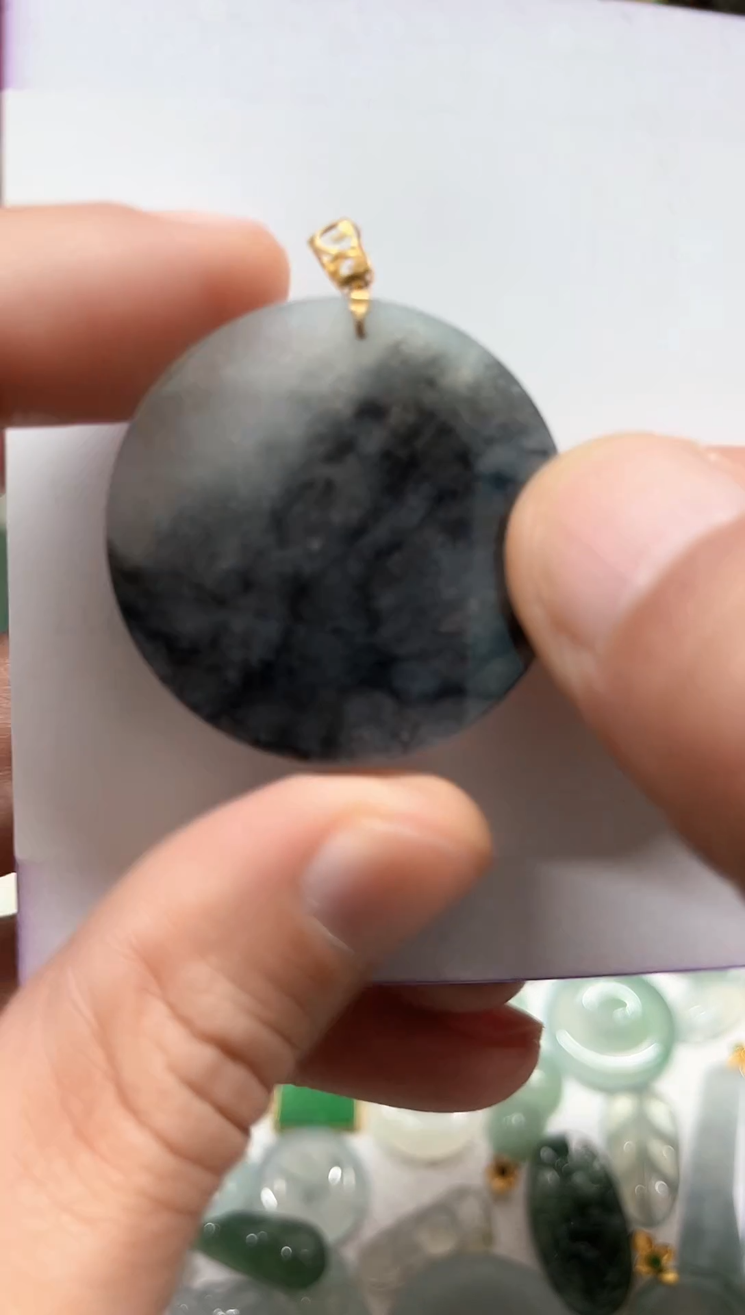 【闪购商品】翡翠颈饰18K金镶嵌天然缅甸A货翡翠吊坠