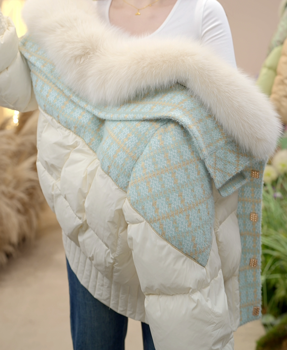 【JY】气质时尚保暖百搭保暖洋气大毛领女士羽绒服