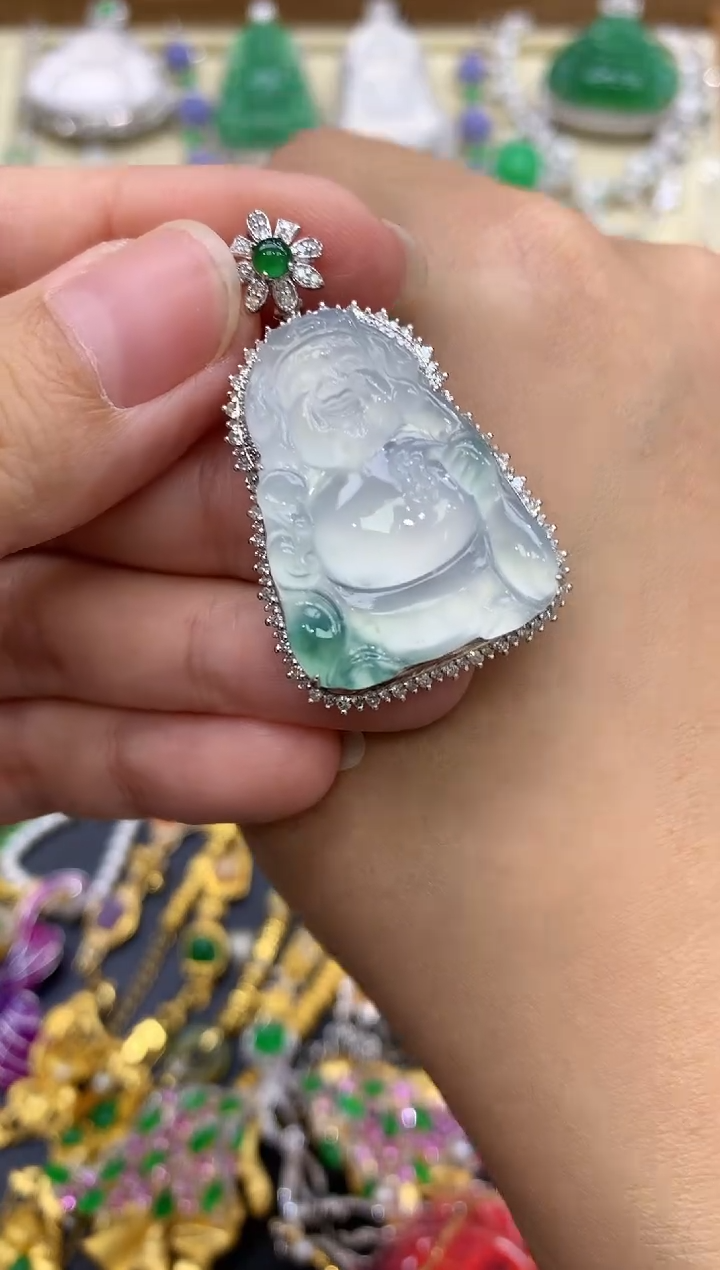 翡翠18K金镶嵌颈饰268-中国好珍宝