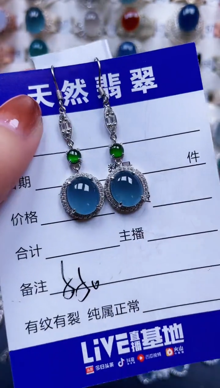 银S925镶嵌翡翠耳饰550