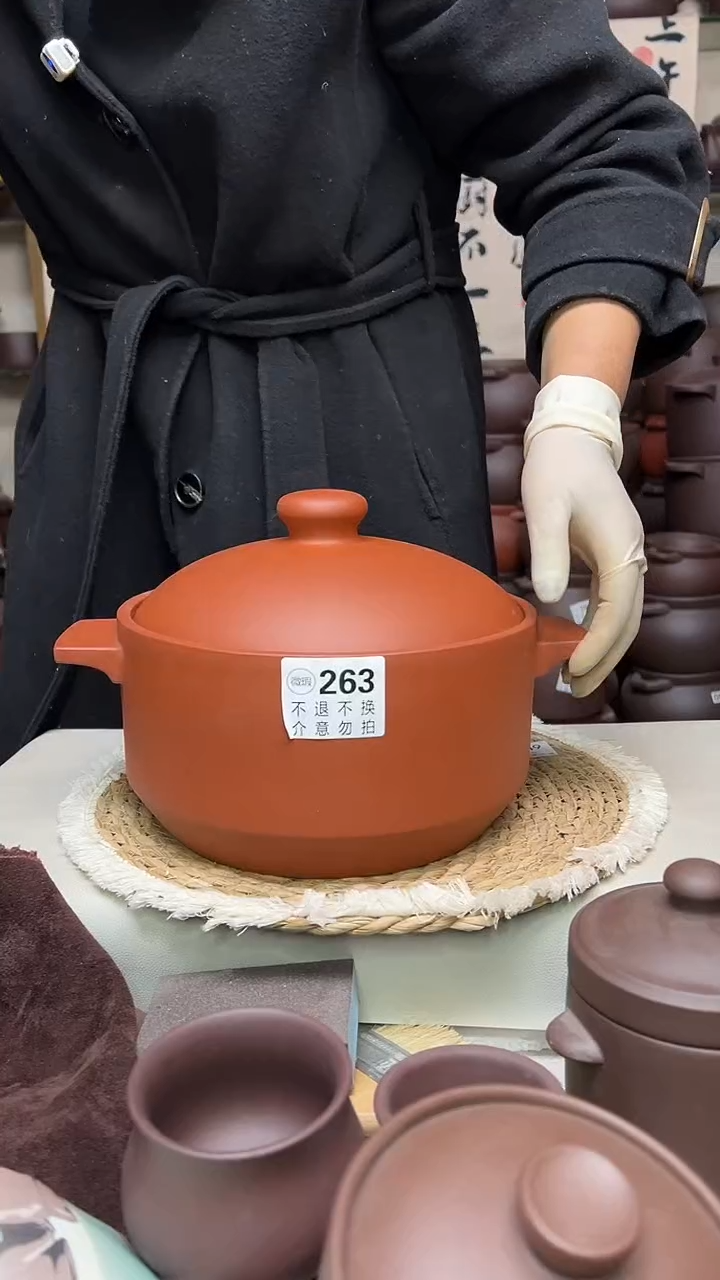 宜兴紫砂微瑕4升锅朱泥263