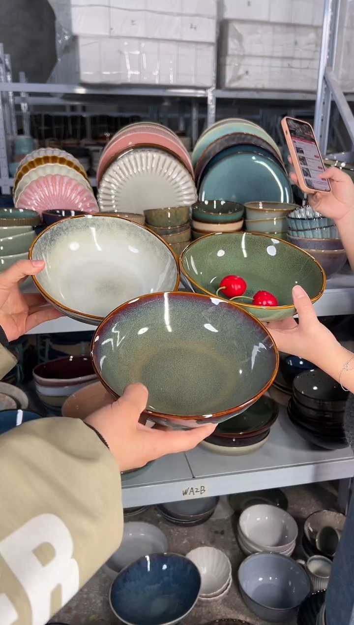 陶瓷外贸尾货瑕疵满20包邮X3菜碗组合