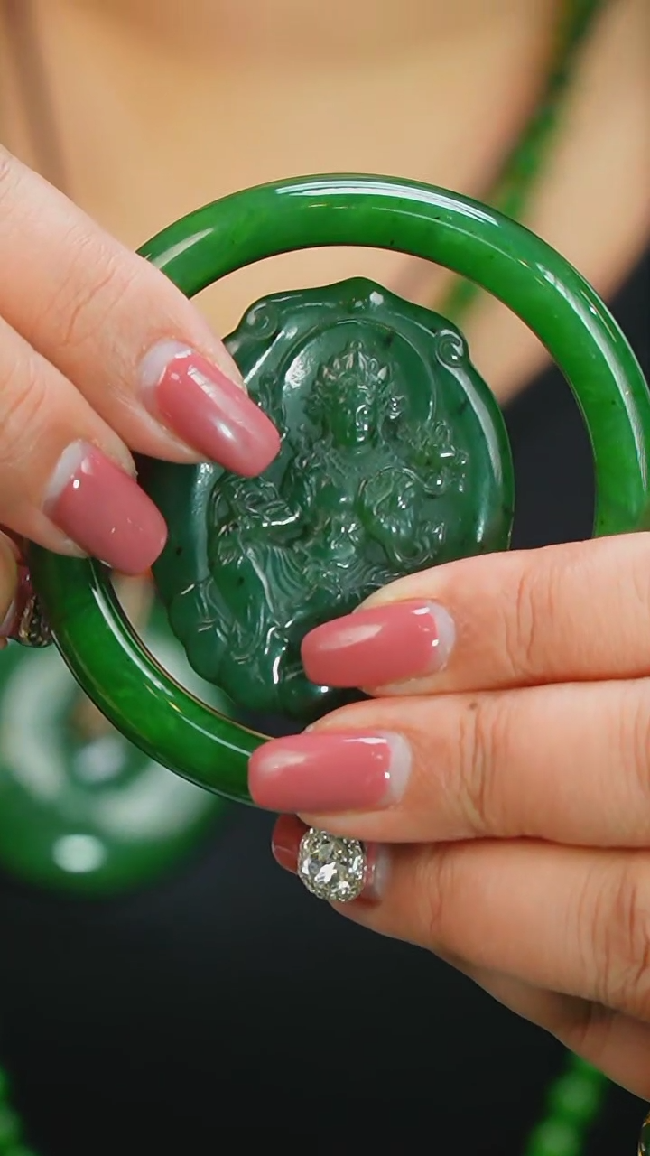 【闪购商品】和田玉（碧玉）55.7未镶嵌手镯+度母7