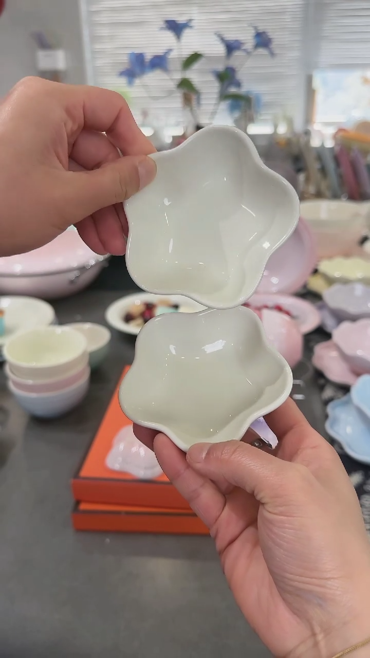 【闪购商品】瓷2件套奶油白花瓣蘸料碟